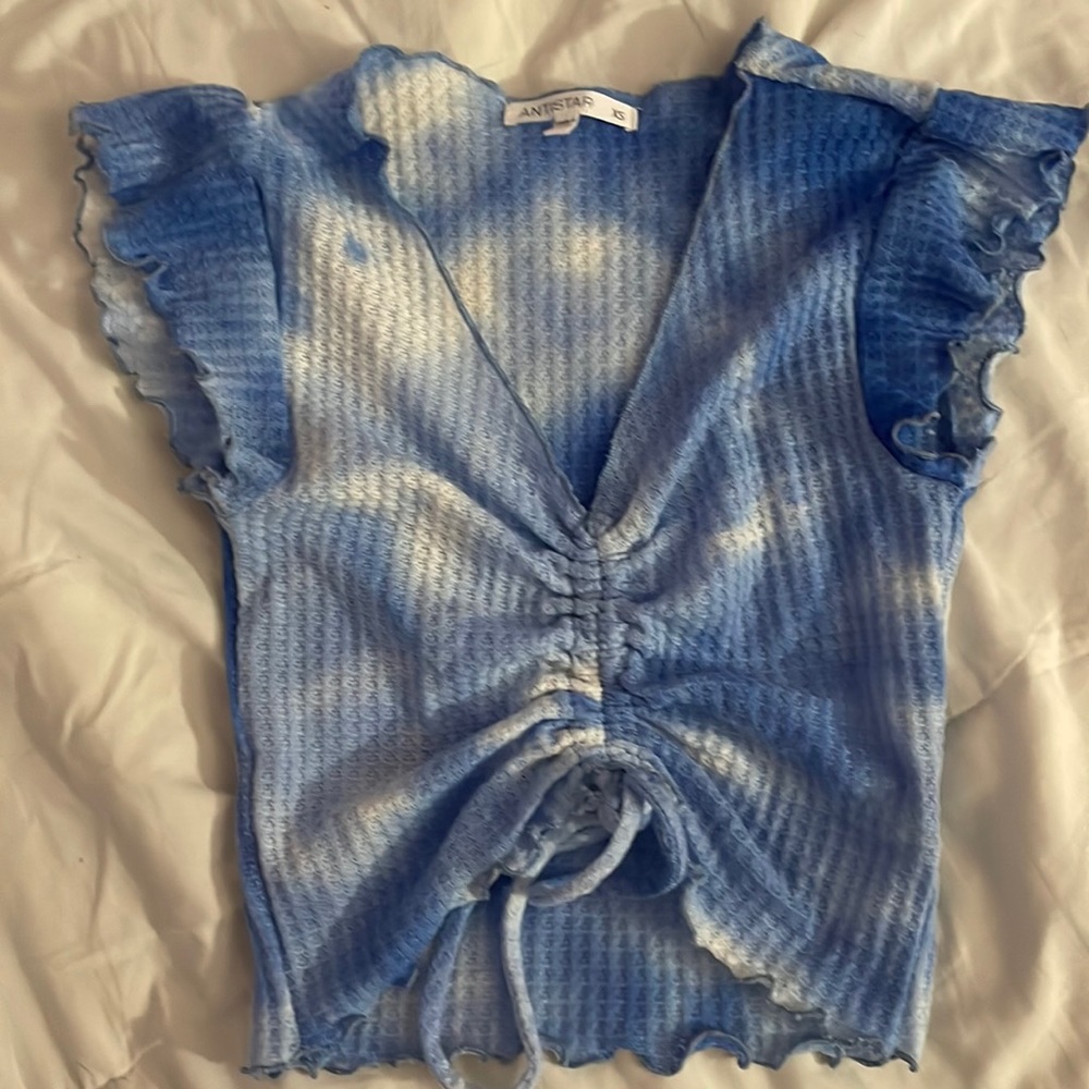 Blue tye die crop top
